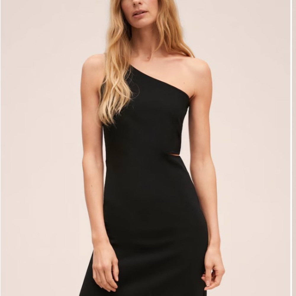 Mango Black One-Shoulder Dress